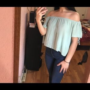 Mint Green Off the Shoulder Top